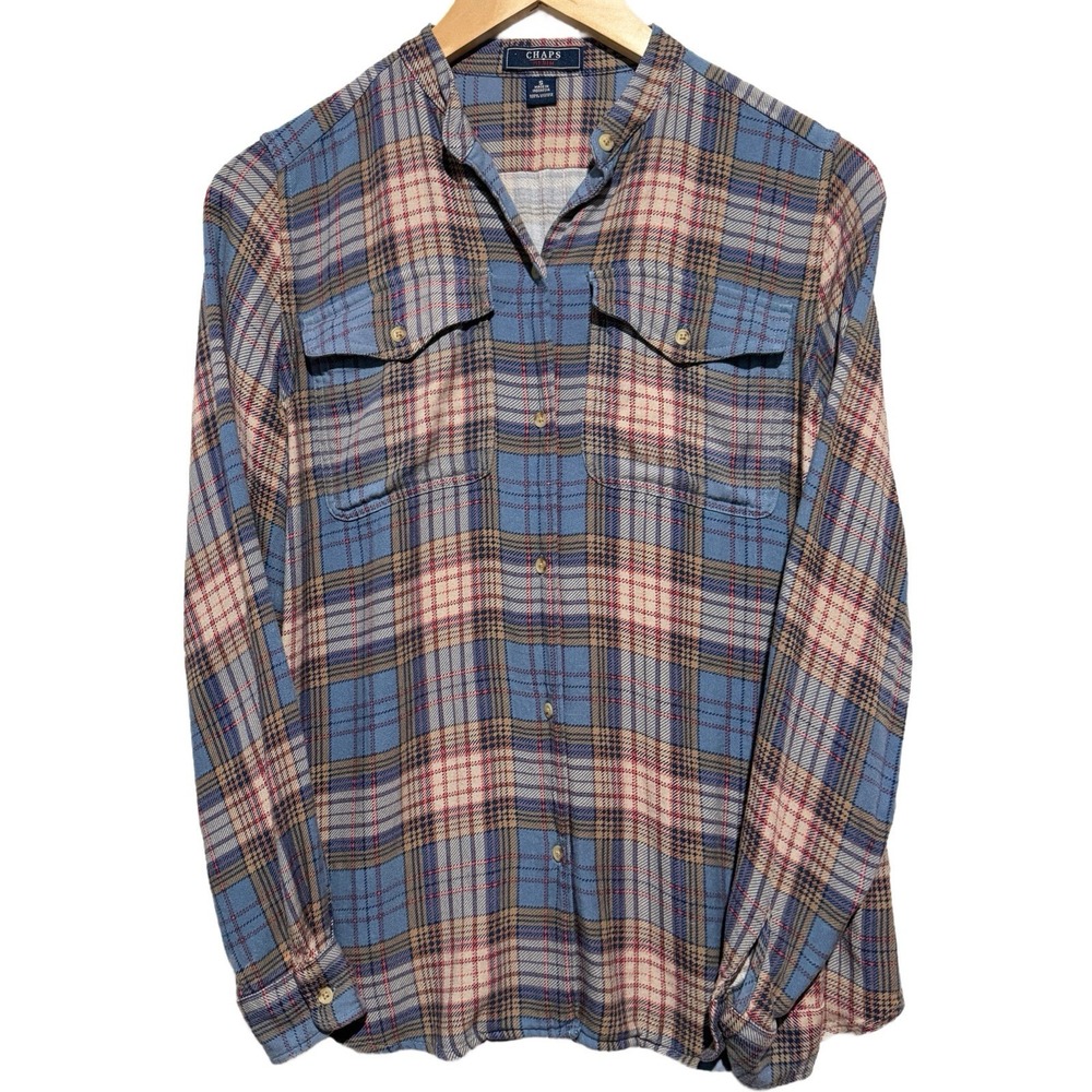 Chaps Denim Women's Flannel Shirt Size S Long Sleeve Blue Multicolor Plaid Top‎
